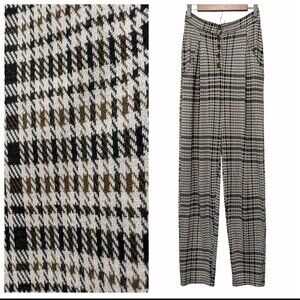 Free People Womens Size XS Black Combo Posey Plaid Button Fly Tapered Pants Flaw